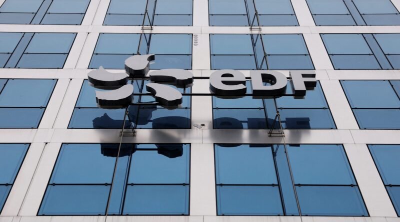 FILE PHOTO: A logo is seen on the facade of French state-owned utility EDF building during the presentation of the 2022 annual results in Paris, France February 17, 2023. REUTERS/Christian Hartmann/File Photo