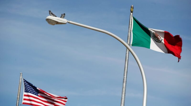 FILE PHOTO: The US flag (L), and the Mexico